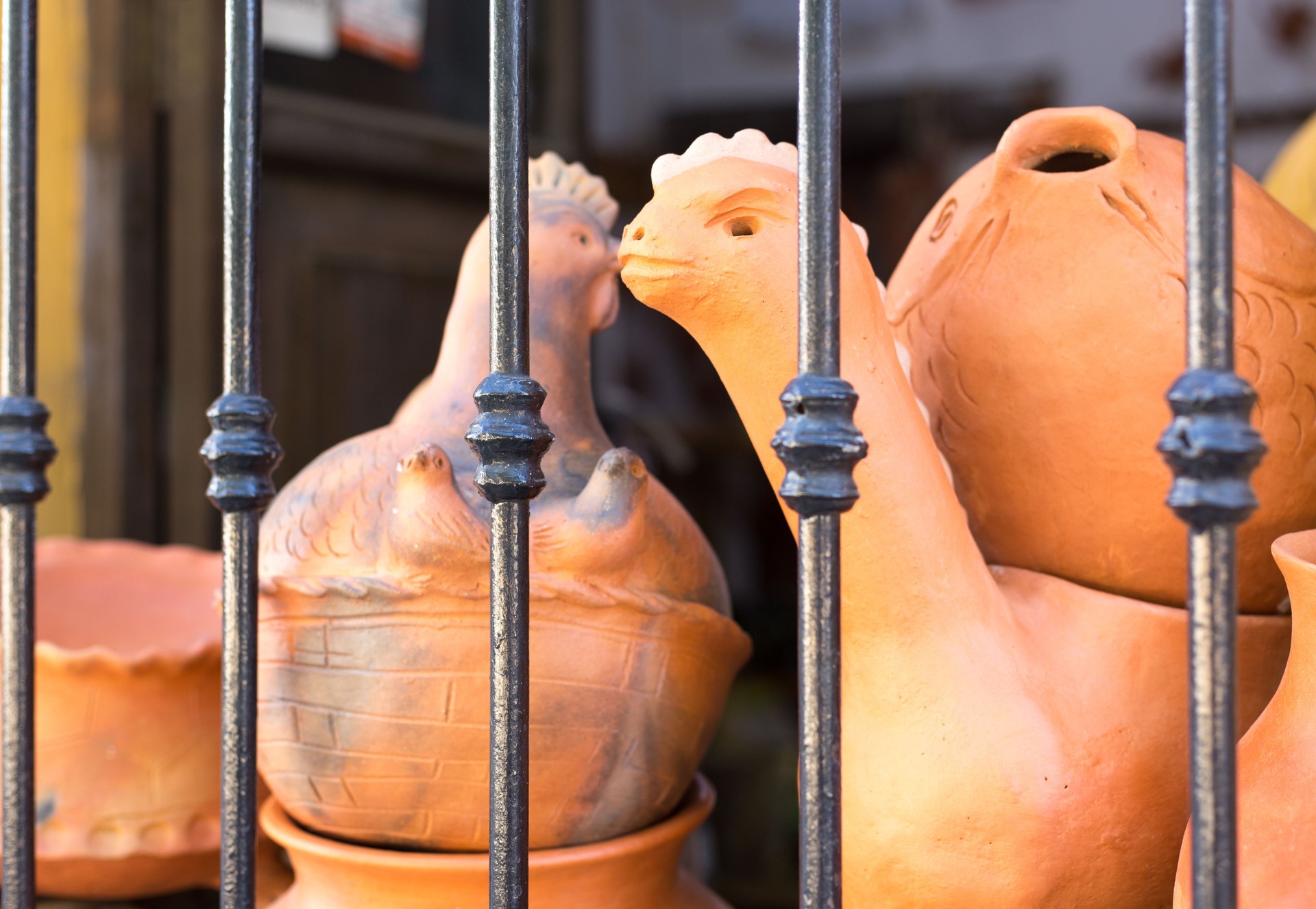 Oaxaca, Mexico: Clay Pots for Sale in Window